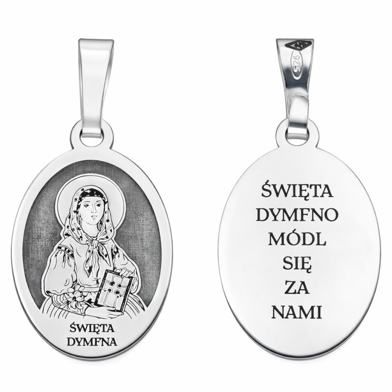 Medalik srebrny Ag 925 rodowany Św. Dymfna MDC094R
