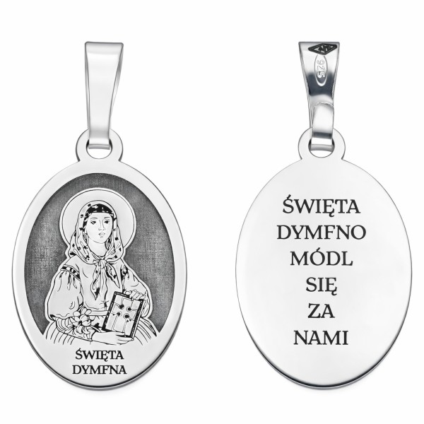 Medalik srebrny Ag 925 rodowany Św. Dymfna MDC094R