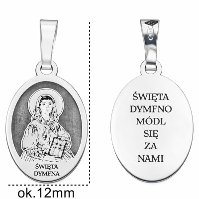 Medalik srebrny Ag 925 rodowany Św. Dymfna MDC094R