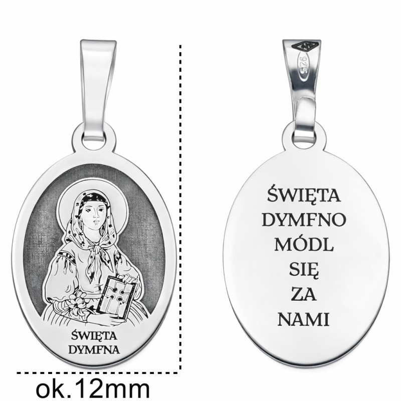 Medalik srebrny Ag 925 rodowany Św. Dymfna MDC094R