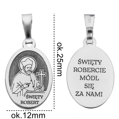 Medalik srebrny Ag 925 rodowany Św. Robert MDC097R
