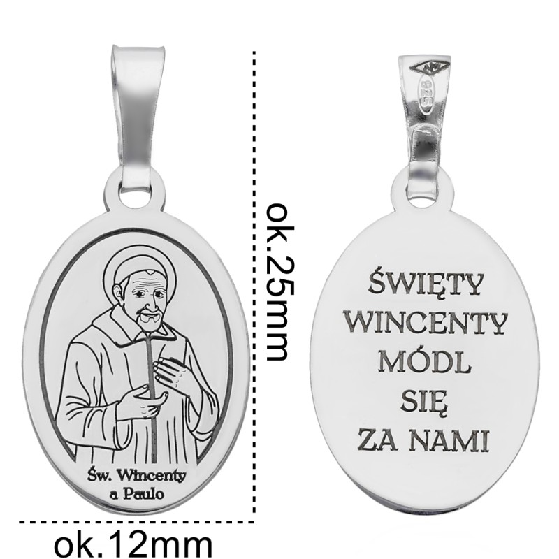 Srebrny medalik Św.Wincenty a Paulo MDC098R