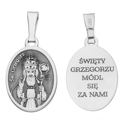 Medalik srebrny rodowany Św. Grzegorz MDC099R