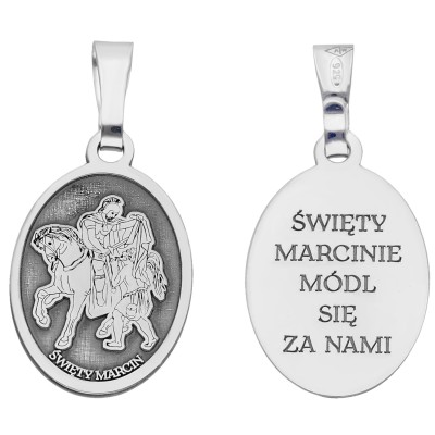Medalik srebrny Ag 925 rodowany Św. Marcin MDC102R