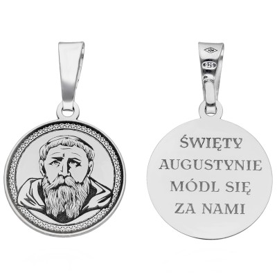 Medalik srebrny rodowany Św. Augustyn MDC108R