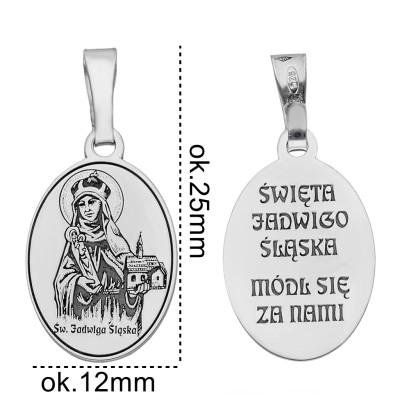 Medalik srebrny rodowany Św Jadwiga Śląska MDC109R