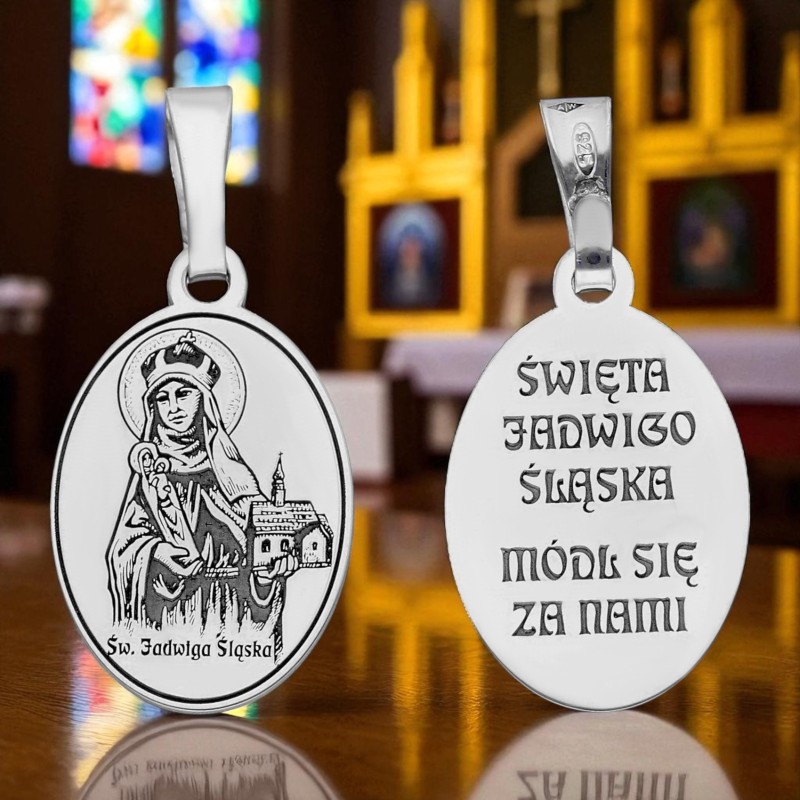 Medalik srebrny rodowany Św Jadwiga Śląska MDC109R