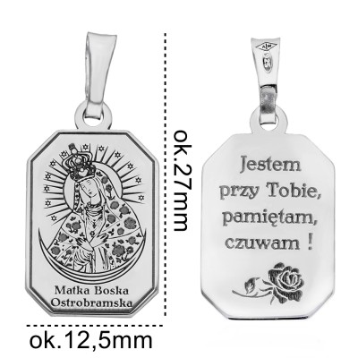 Medalik srebrn rodowany M.B. Ostrobramska MDC110R