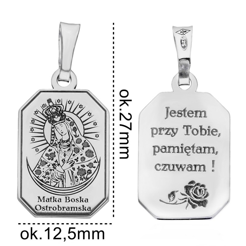 Medalik srebrn rodowany M.B. Ostrobramska MDC110R