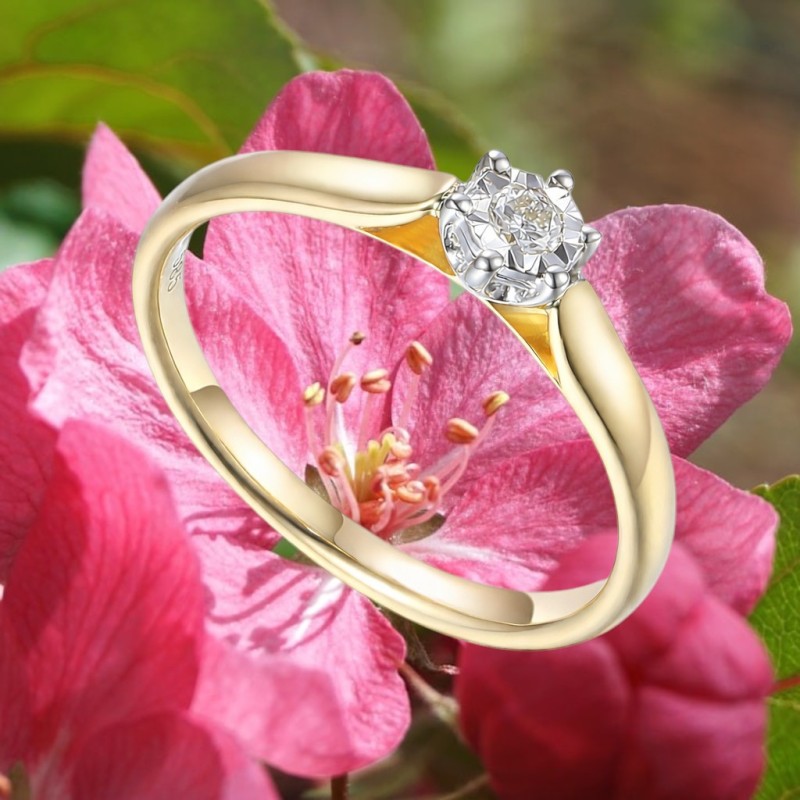 Złoty pierścionek Au 585 z diamentem R83527YW