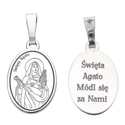 Medalik srebrny Ag 925 rodowany Św. Agata MDC118R