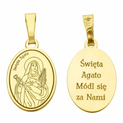 Medalik srebrny Ag 925 pozłacany Św. Agata MDC118G