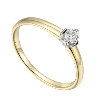 Złoty pierścionek Au585 z diamentem R89400Y 0.06ct