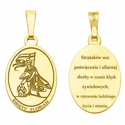 Medalik srebrny Ag925 pozłacany Św Florian MDC120G