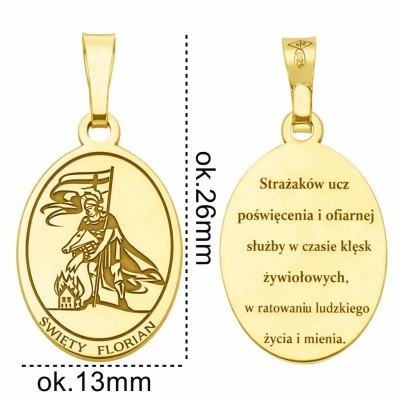 Medalik srebrny Ag925 pozłacany Św Florian MDC120G