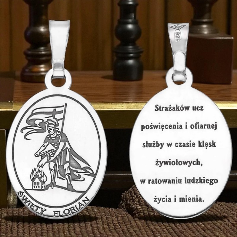 Medalik srebrny Ag 925 rodowany Św Florian MDC120R