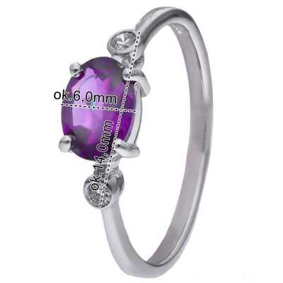 Pierścionek Ag 925 Ametyst i diament CVD-3338-R-AM
