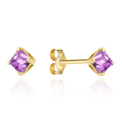 Kolczyki złote Au 585 z ametystami
