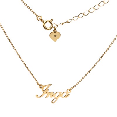 Naszyjnik srebrny Ag 925 pozłacany imię Inga