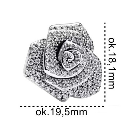 Charms srebrny Ag925 róża z cyrkoniami IM0340724CH