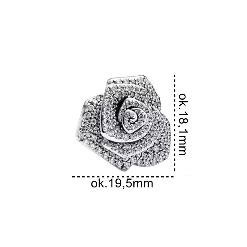 Charms srebrny Ag925 róża z cyrkoniami IM0340724CH