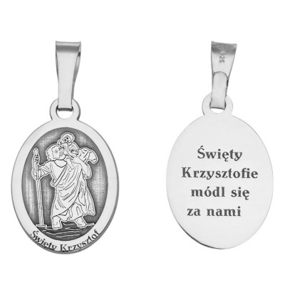 Medalik Ag 925 rodowany Św. Krzysztof MDC009R