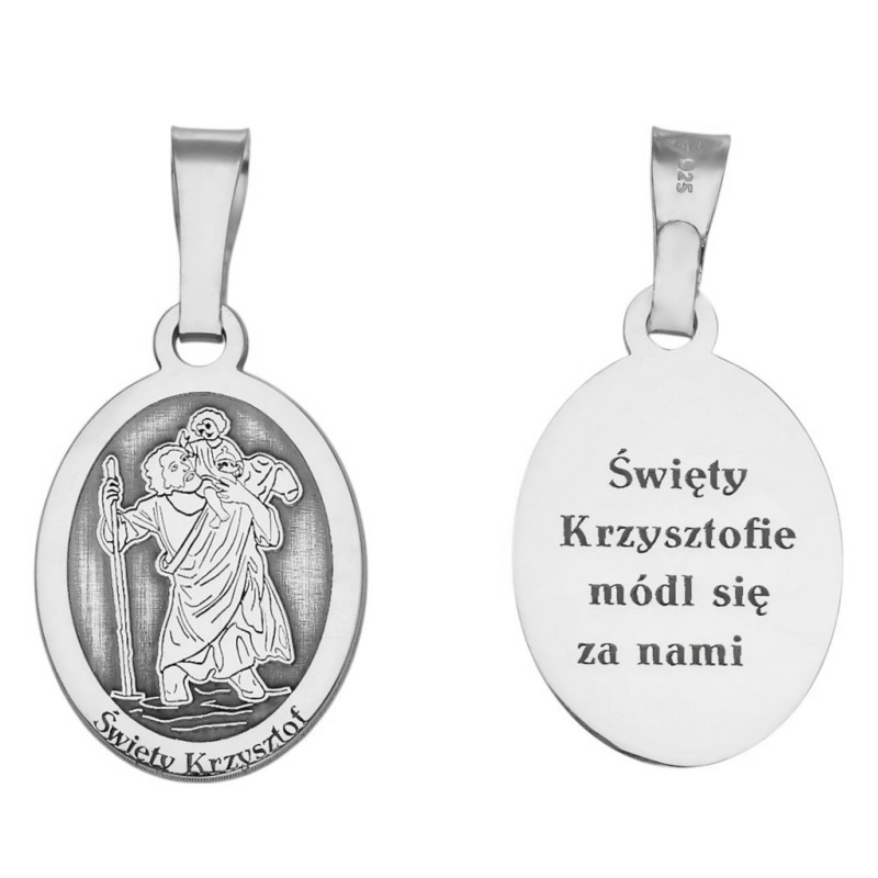 Medalik Ag 925 rodowany Św. Krzysztof MDC009R