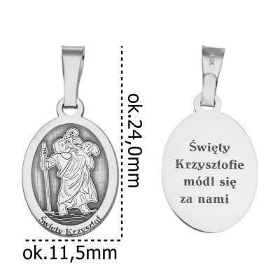 Medalik Ag 925 rodowany Św. Krzysztof MDC009R