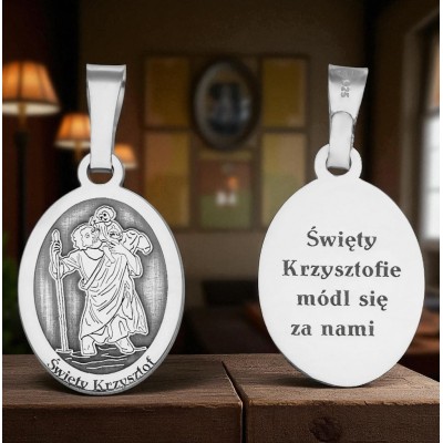 Medalik Ag 925 rodowany Św. Krzysztof MDC009R
