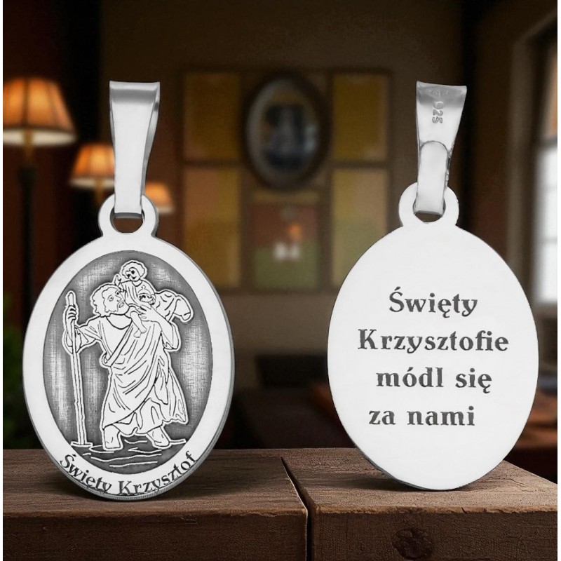 Medalik Ag 925 rodowany Św. Krzysztof MDC009R