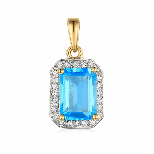 Zawieszka złota Au 585 Blue Topaz i diamenty