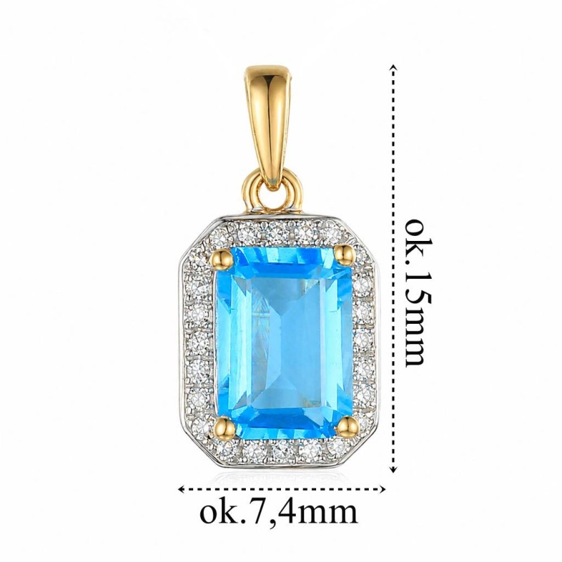 Zawieszka złota Au 585 Blue Topaz i diamenty