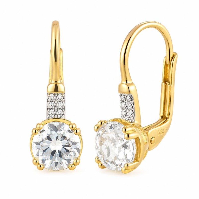 Kolczyki złote Au 585 biały topaz i diamenty