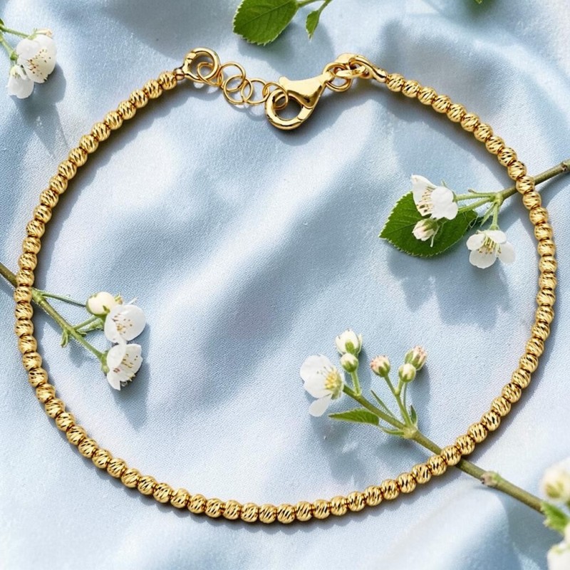 Bransoleta złota Au 585 diamentowane kuleczki