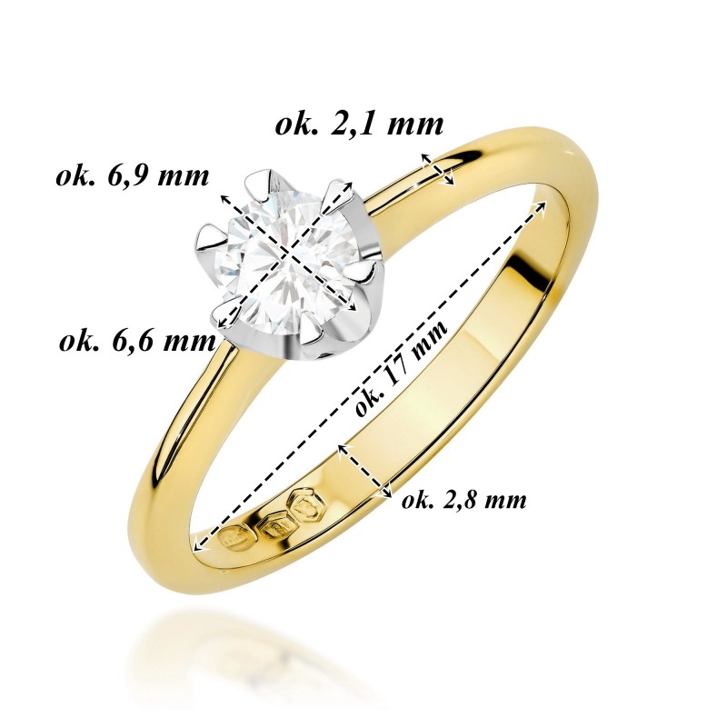 Pierścionek złoty Diament Laboratoryjny 0,70ct