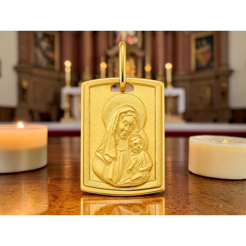 Medalik ze złota Au 585 Matka Boska z dzieciątkiem