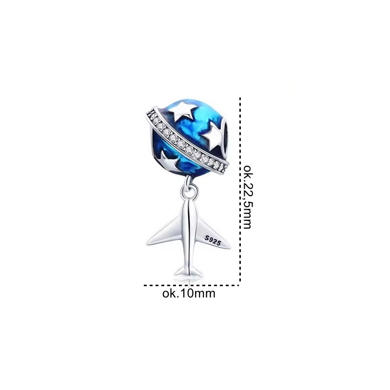 Charms srebrny Ag 925 planeta samolot IM0160525CH