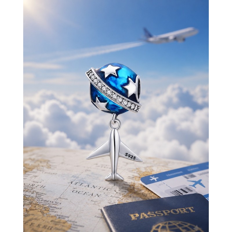 Charms srebrny Ag 925 planeta samolot IM0160525CH