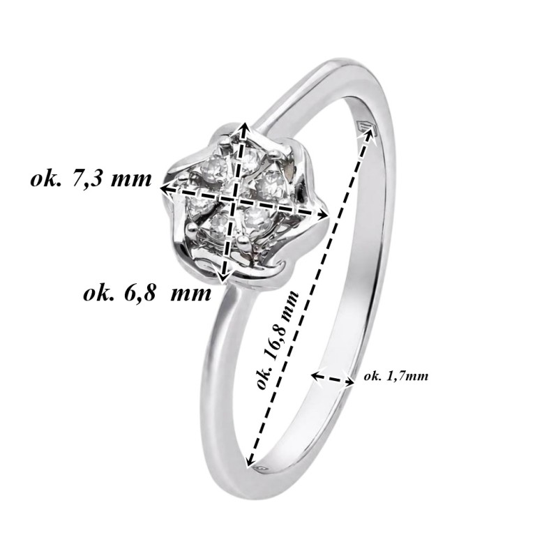 Pierścionek białe złoto Au 585 z diamentami 0,05ct