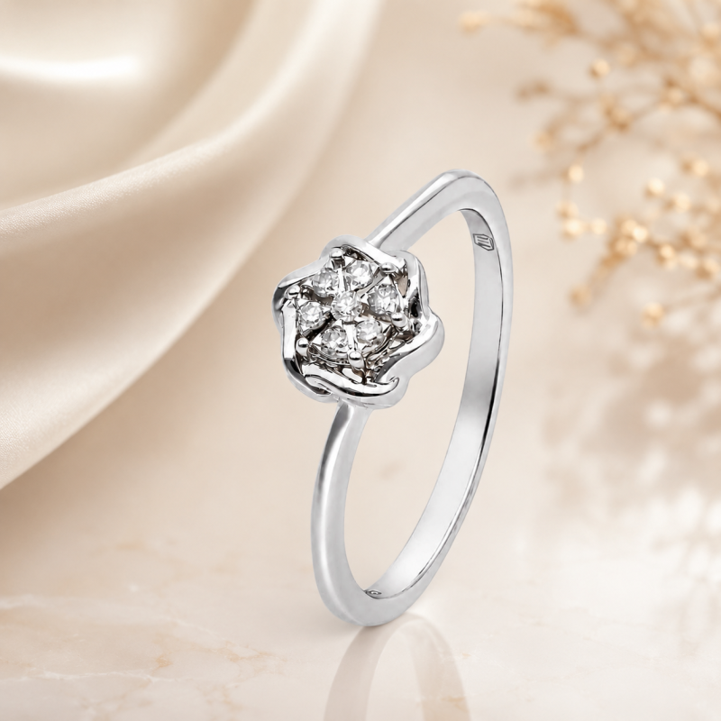 Pierścionek białe złoto Au 585 z diamentami 0,05ct