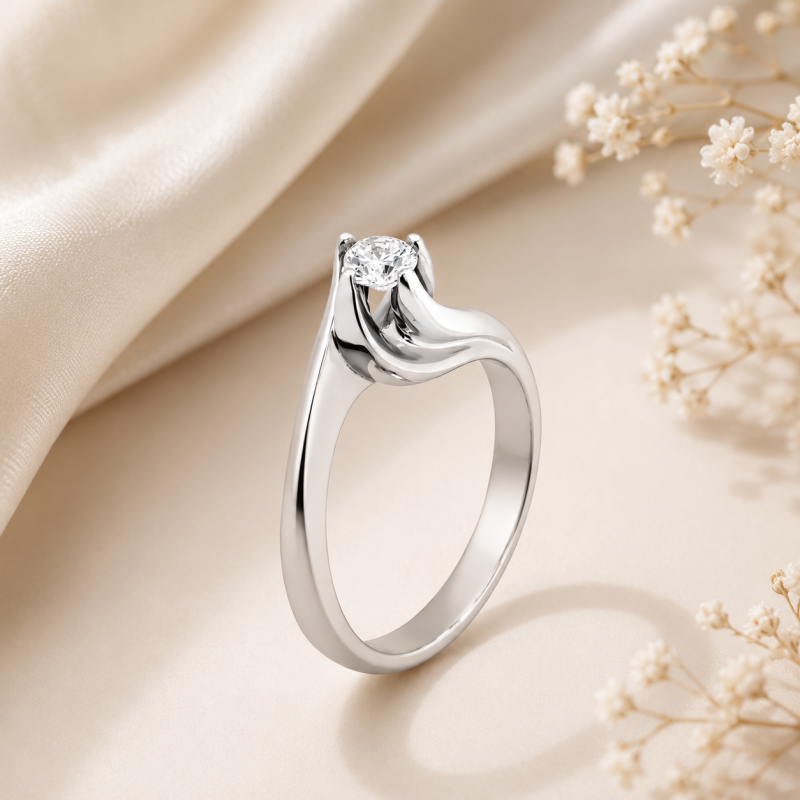 Pierścionek Au 585 z diamentem 0.19ct