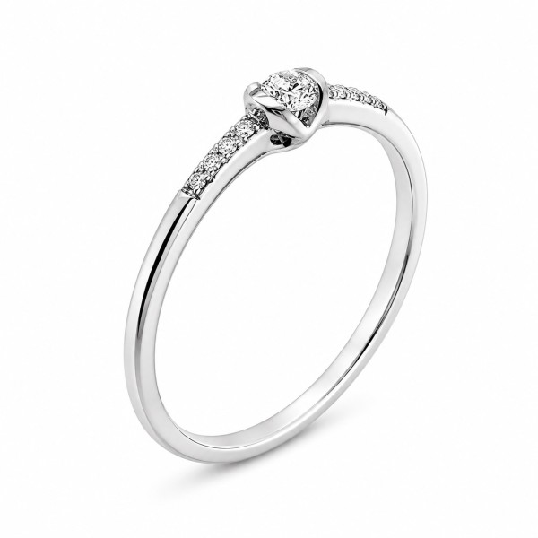 Pierścionek białe złoto Au 585 z diamentami 0.06ct