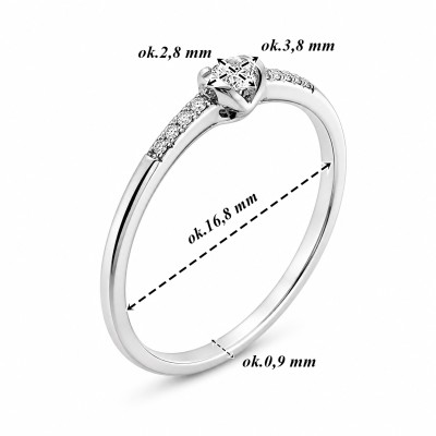 Pierścionek białe złoto Au 585 z diamentami 0.06ct
