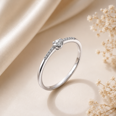 Pierścionek białe złoto Au 585 z diamentami 0.06ct