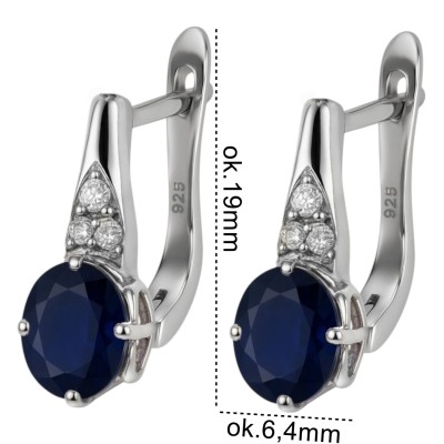 Kolczyki Ag 925 szafir z diamentem CVD-3365-E-BS