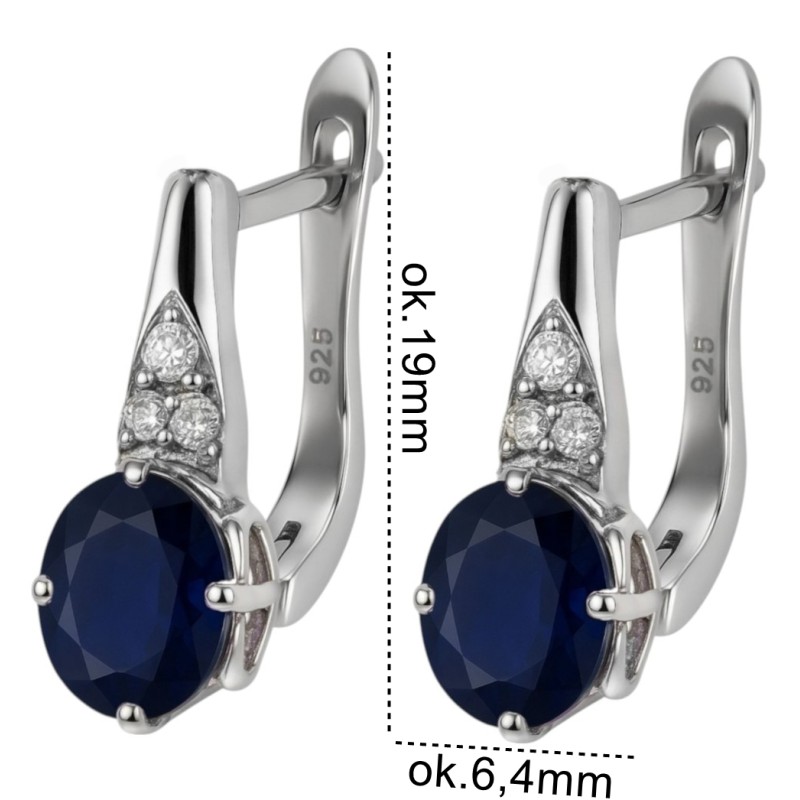 Kolczyki Ag 925 szafir z diamentem CVD-3365-E-BS