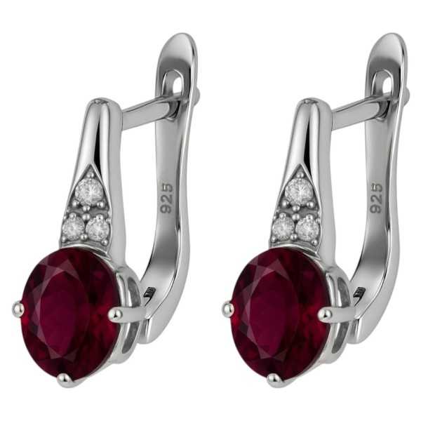 Kolczyki Ag 925 rodolit z diamentem CVD-3365-E-ROD