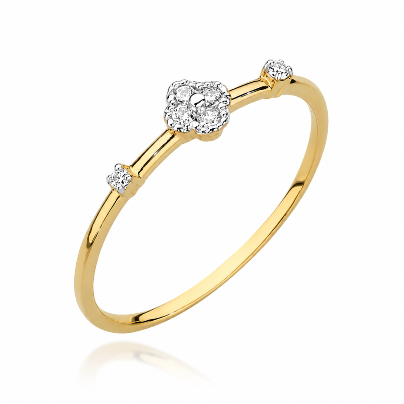 Złoty pierścionek Au 585 z diamentami 0,08ct