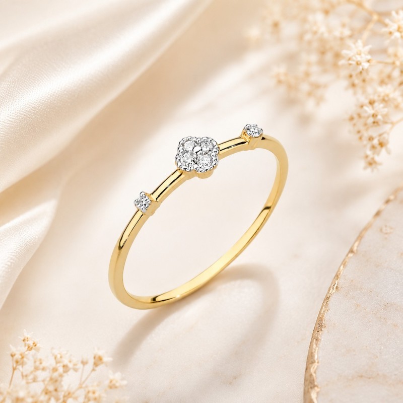Złoty pierścionek Au 585 z diamentami 0,08ct