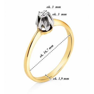 Pierścionek złoty Au 585 z diamentem 0.06ct